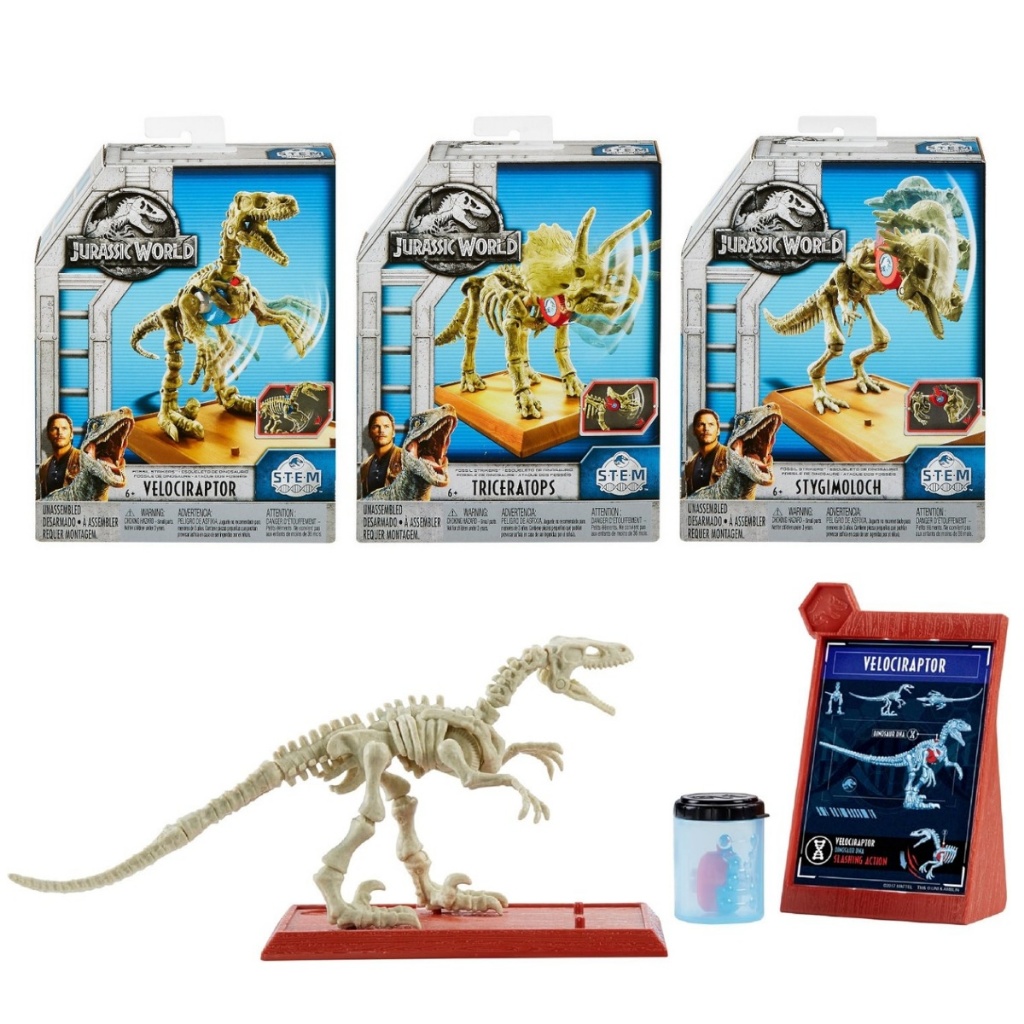 Jurassic World โมเดล ฟอสซิล ไดโนเสาร์ STEM ชุดประกอบฟอสซิล 3 แบบ Stygimoloch / Velociraptor / Triceratops FTF03 #