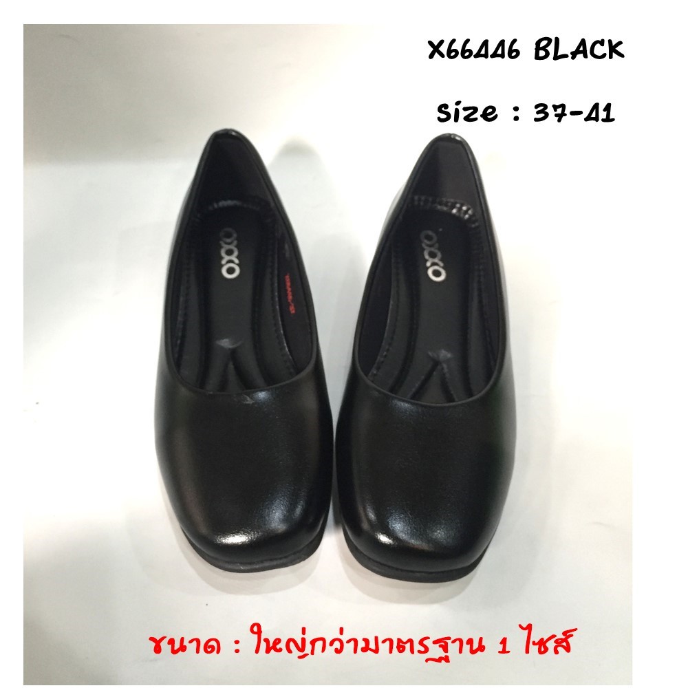 prettycomfort รองเท้าคัทชู ใส่ทำงาน ขนาด ใหญ่กว่าปกติ 1ไซส์ รองเท้านักเรียน ทรงหัวตัดใส่สบาย X66446