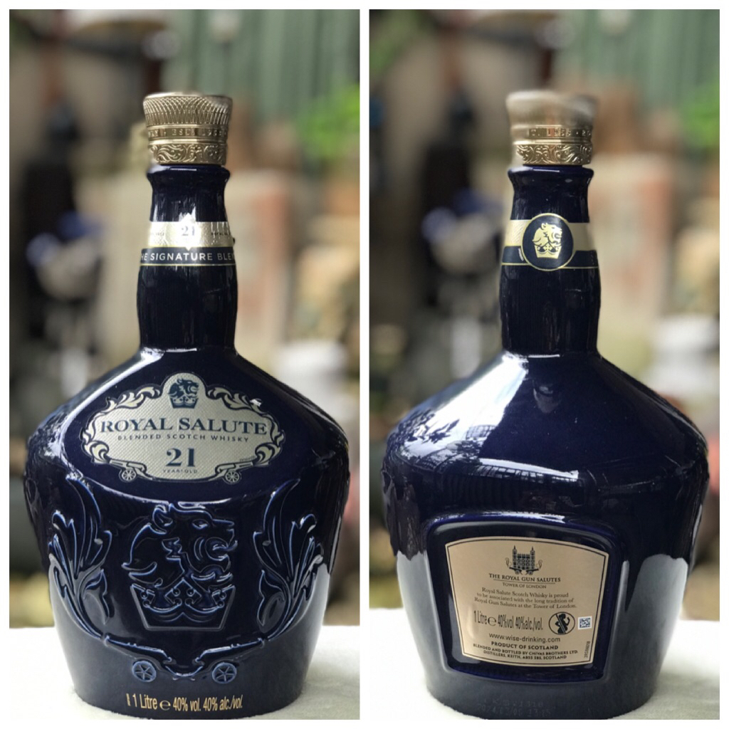ขวดเหล้าเปล่าชีวาส ขนาด 1 LITRE ชีวาส รอยัล ซาลูท CHIVAS  ROYAL SALUTE 21 Years Old เนื้อเซรามิคสีกร