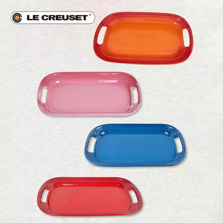 France LE CREUSET household ceramic amphora long plate tray 31cm BBQ plate  large size dinner plate