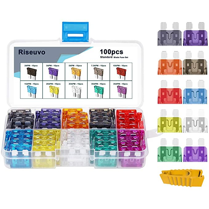 HEXMA ฟิวส์รถยนต์100PCS รถยนต์ยานยนต์ สำหรับรถยนต์ รถมอเตอร์ไซต์ 1กล่อง (2A 3A 5A 7.5A 10A 15A 20A 25A 30A 35A) รูปที่ 3