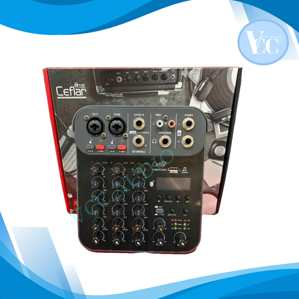 CEFLAR PMX 02 มิกซ์เซอร์ 4 Channels Mono 4 Band EQ control Digital Display MP3 Recording,Bluetooth,U