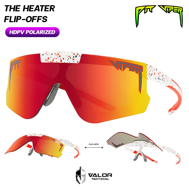 Pit Viper - The Heater Flip-Offs, HDPV Polarized Red แว่นตากันแดด แบบพลิกขึ้นได้ สไตล์สปอร์ต กันUV ล