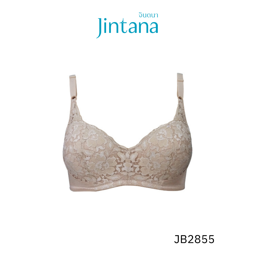 Jintana เสื้อชั้นใน จินตนา รุ่น Basic รหัส JB2855 (มีโครง) สีเบจ เสื้อในเก็บกระชับ ใส่สบาย ระบายอากาศ เสื้อในลายลูกไม้
