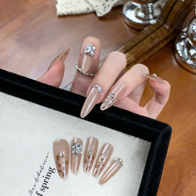 เล็บปลอม เล็บปลอม แบบยาว แฟลชเจาะ พร้อมกาวเจลลี่ สไตล์ฝรั่งเศส มี 24 ชิ้น - รูปที่ 2