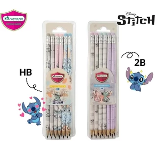 Master Art ดินสอไม้ดํา Stitch เกรด HB, 2B ลายลิขสิทธิ์แท้ (แพค 12 แท่ง)