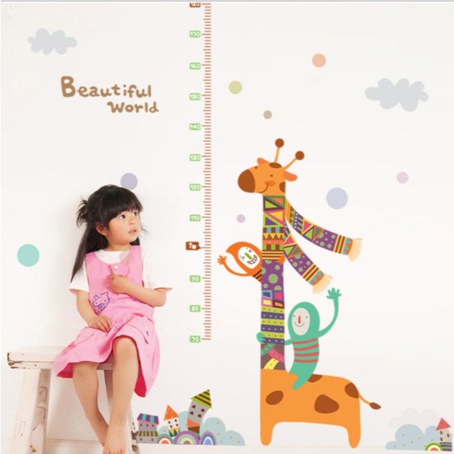 สติ๊กเกอร์วัดส่วนสูงเด็ก แต่งห้องเด็ก การตกแต่งคลินิกเด็ก แต่งโรงเรียน สติ๊กเกอร์ยีราฟ ส่งจากไทย