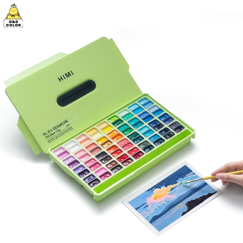 Miya Himi Gouache การตั้งค่า 72สี×12 กรัม ถ้วยเปิดคู่ Poster Colour สีน้ำและโปสเตอร์ ปลอดสารพิษสีสันสดใส เคสแบบพกพา