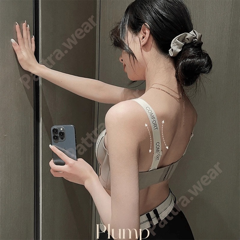 ไร้สายลึก V Bra Letter Close-fitting Brassiere สําหรับผู้หญิง สบายกันกระแทก Anti-sagging Traceless Push Up ชุดชั้นในสาว - รูปที่ 7