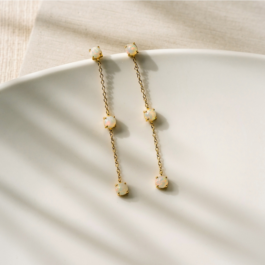 Ar-Kang Collection AKE3022/AKE3023/AKE3024 ต่างหูเงินแท้ Ethiopian Opal Labradorite Black Agate