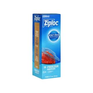 ซิปล็อค ฟรีซเซอร์ ถุงขนาดกลาง บรรจุ 19 ถุง Ziploc Freezer Bag Medium (19's)