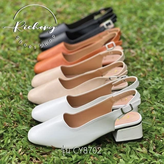 รองเท้าใส่ทำงานรุ่นขายดีของร้าน!!! ส้นสูง 1.5 นิ้ว มีสายรัดสั้นด้านหลัง หนังสีคลาสสิค ทำในไทย