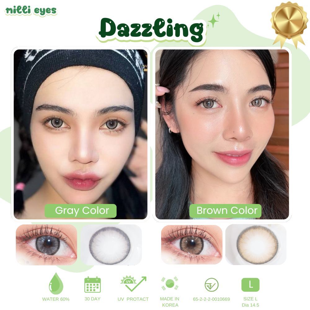 รุ่นที่ขายดีที่สุดในตอนนี้ ตาโต ตาหวานมาก กรองแสง เลนส์ไฮโดรเจล คอนแทคเลนส์ Dazzling ฝาทอง Wewink ค่