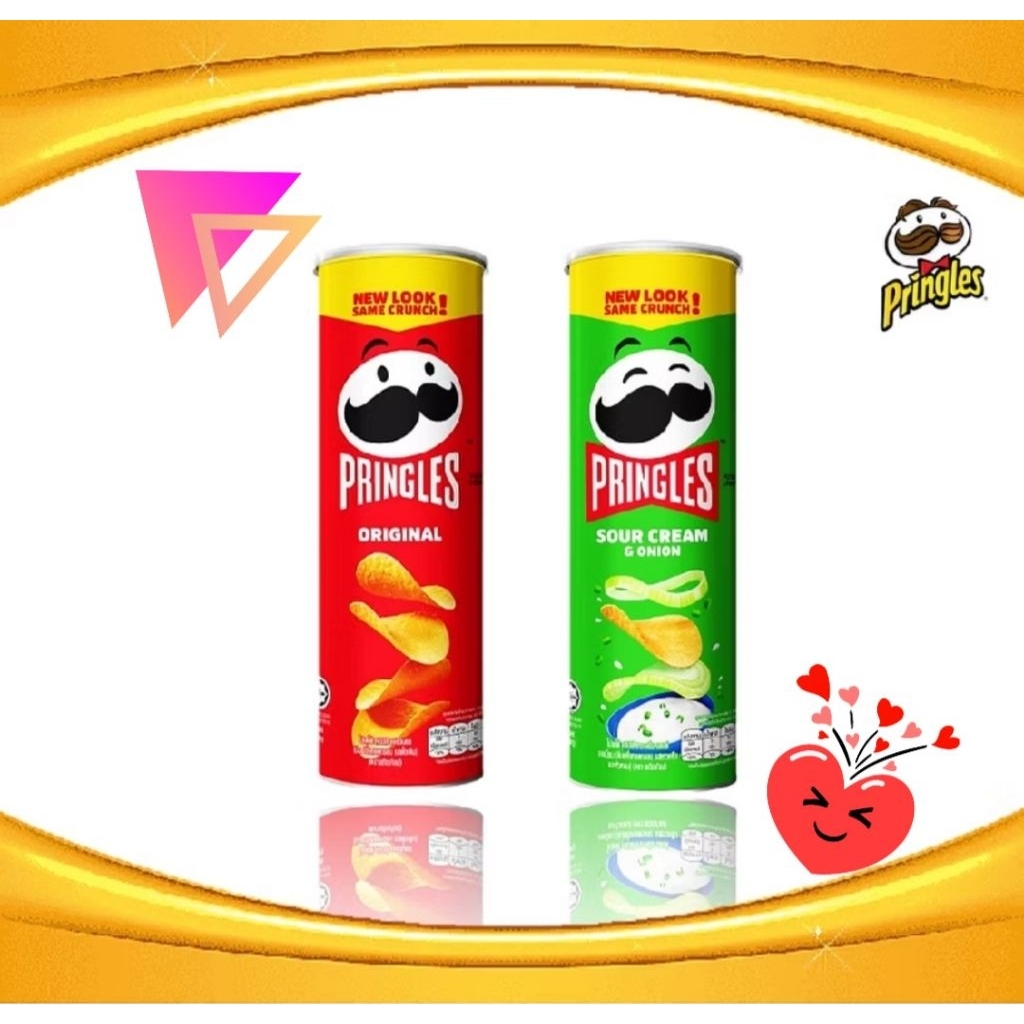 (ๆ(Exp:03/2027)..PRINGLESพริงเกิลส์ มันๅฝรั่งทอดกรอบรสดั้งเดิม 102กและPRINGLESมันฝรั่งทอดกรอบรสซาวครีมและหัวหอม 102ก..