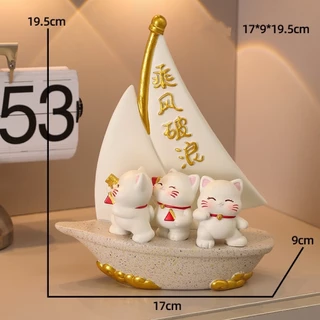 เรือใบแมวโชคดี เรือใบแมวนำโชคแมวนำโชค ของแต่งบ้าน งานเรซิ่น - พร้อมส่งจากไทย
