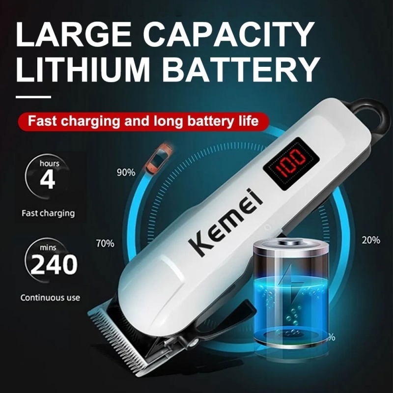 ปัตตาเลี่ยนไร้สาย KEMEI KM-809A แบตเตอเลี่ยน ใบตัดไทเทเนียม ปัตตาเลี่ยนตัดผม มาพร้อมหวีรอง COD - รูปที่ 4