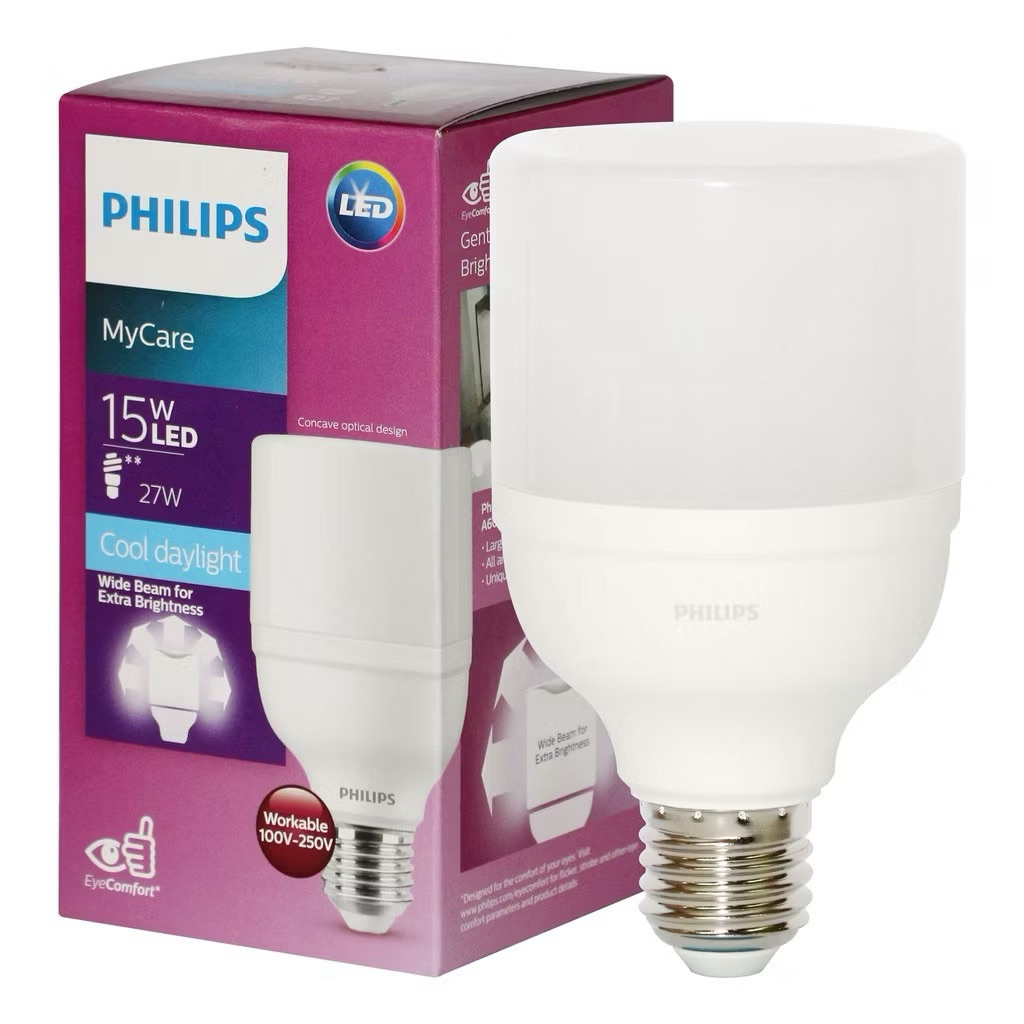 PHILIPS หลอดไฟ LED ฟิลิปส์ MYCARE T70 LED BRIGHT BULB 15W E27 โทนแสงขาว Daylight 6500K