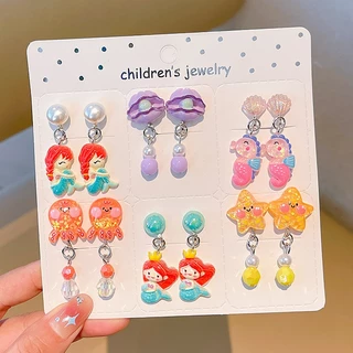 ต่างหูแบบหนีบ⭐🌈 ลายแฟนซี ต่างหูเด็ก ไม่ต้องเจาะรู
