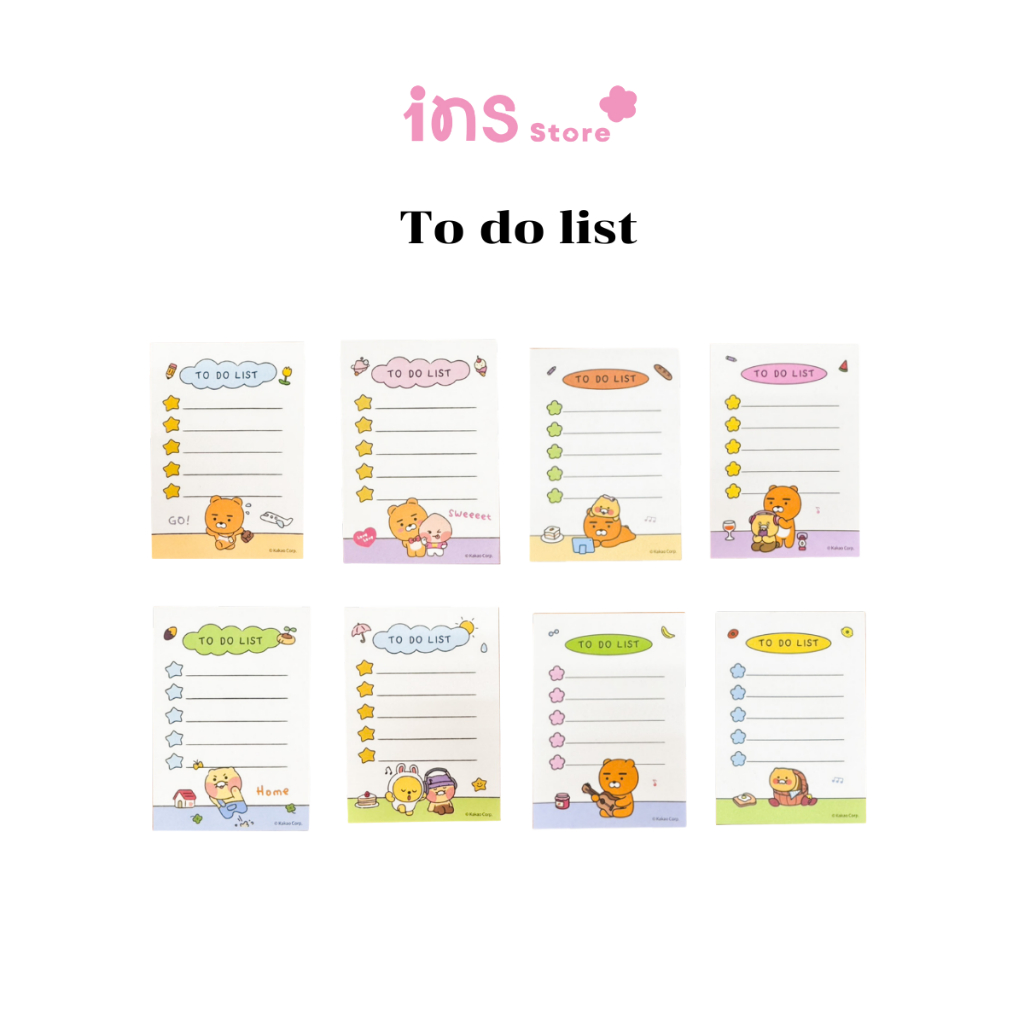 INS - KAKAO FRIENDS กระดาษ To Do List ขนาด 7x10 ซม. | Memo Note สำหรับจดงาน รายการประจำวัน KK830/KK820