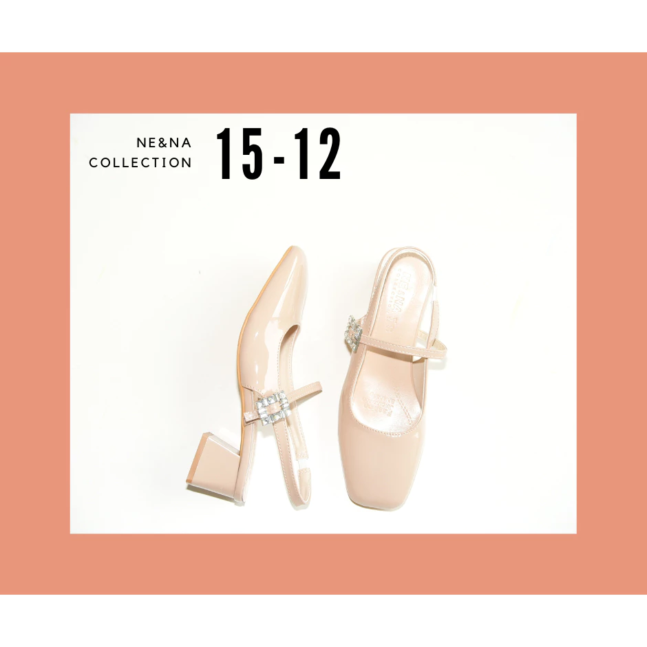 รองเท้าเเฟชั่นผู้หญิงเเบบคัชชูเเฟชั่นเปิดหน้าเท้าส้นปานกลาง No. 15-12 NE&NA Collection Shoes