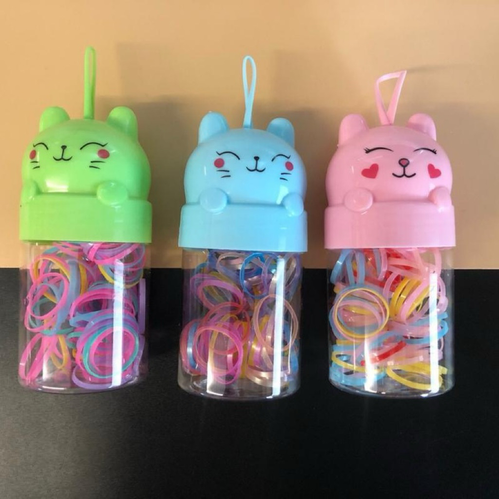 (ยกโหล 12 ชิ้น) No.405  ยางมัดผม คละสี แบบกระปุก หัวการ์ตูน ลายน่ารัก สุ่มแบบ/คละสี - รูปที่ 2