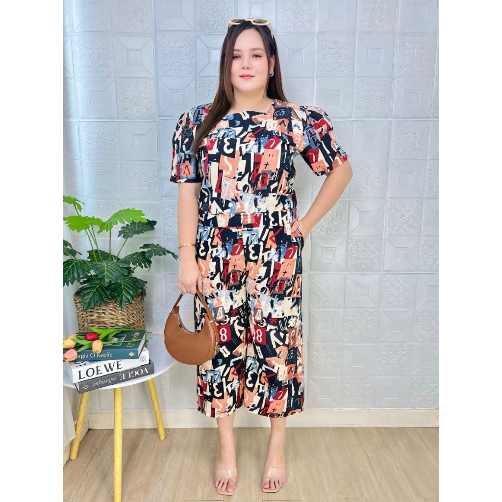 ชุดเซตสาวอวบอ้วน Miss M.A.Closet สาวพลัสไซส์ 2 ชิ้น เซตเสื้อผูกโบว์หลัง+กางเกงขายาว Lady ผู้หญิง Clothing Women