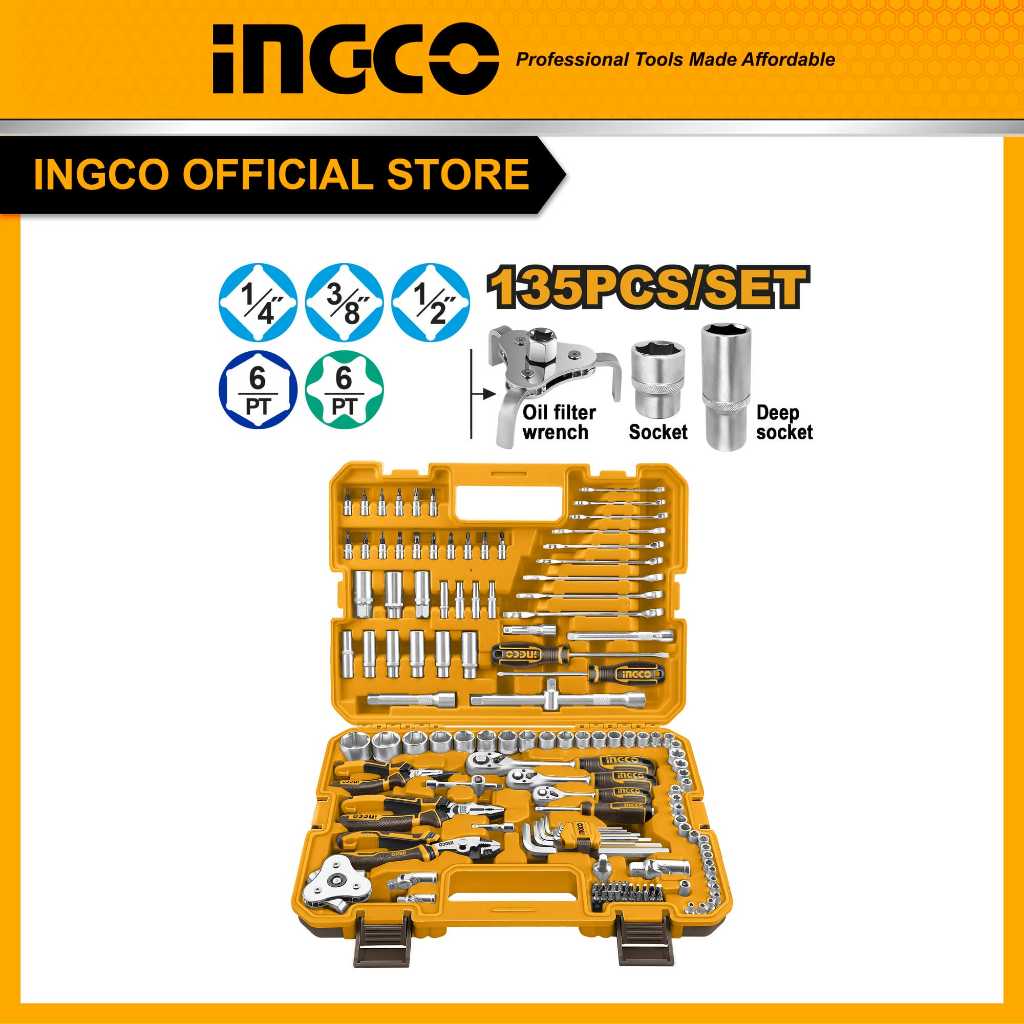 INGCO ชุดเครื่องมือช่าง 135 ชิ้น HKTHP21351