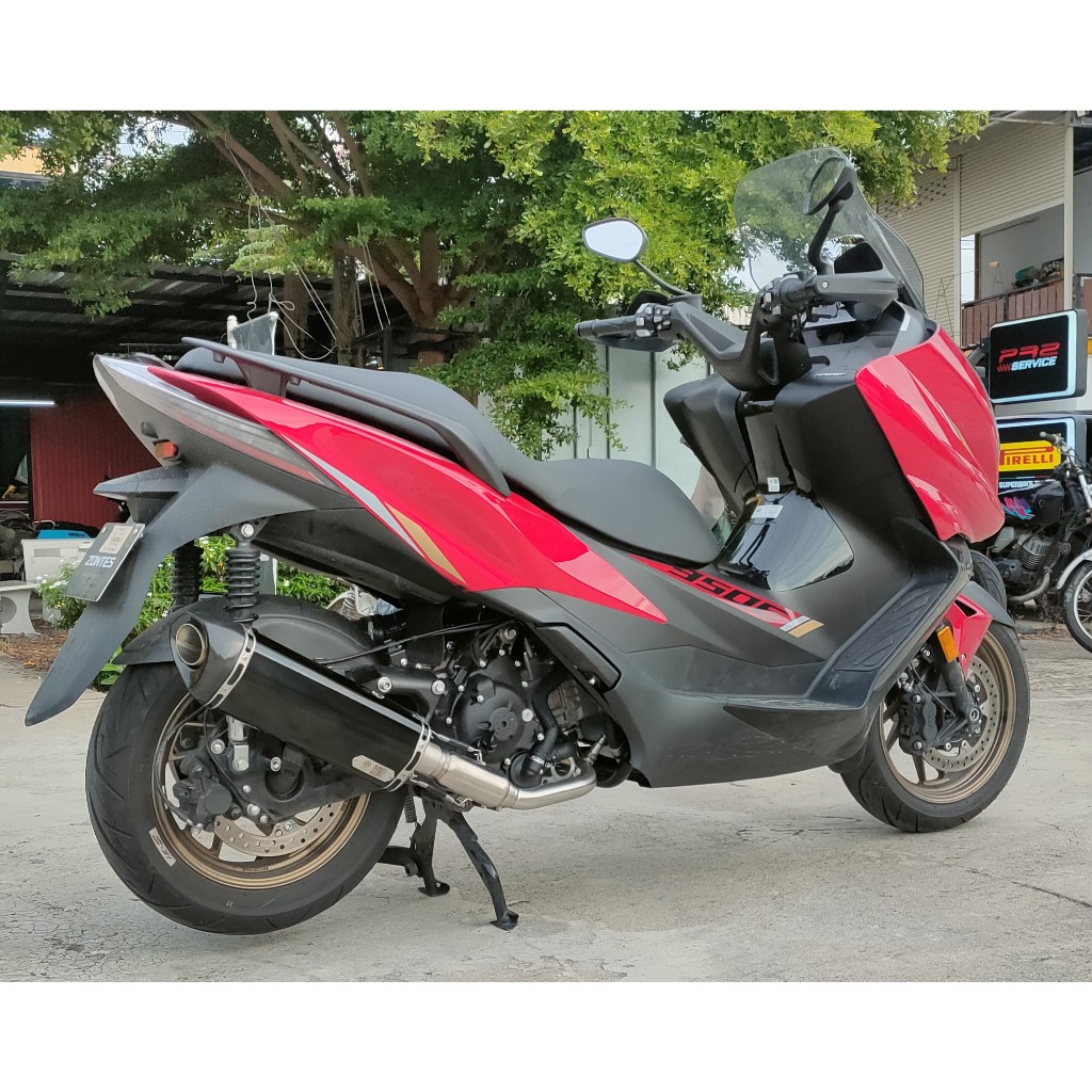 PR2 ชุดฟลูท่อใส่รถ ZONTES350 E D  ปลายท่อทรงอคาสีดำเงา