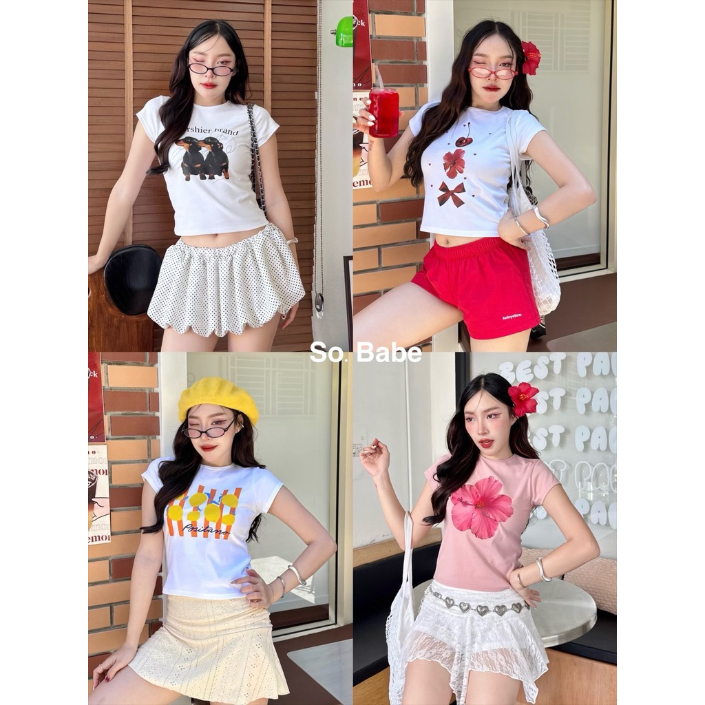 🍳 เสื้อยืดทรง Baby Tee 🍳 รวมลายน่ารักสุดฮิต ❤️ (4)