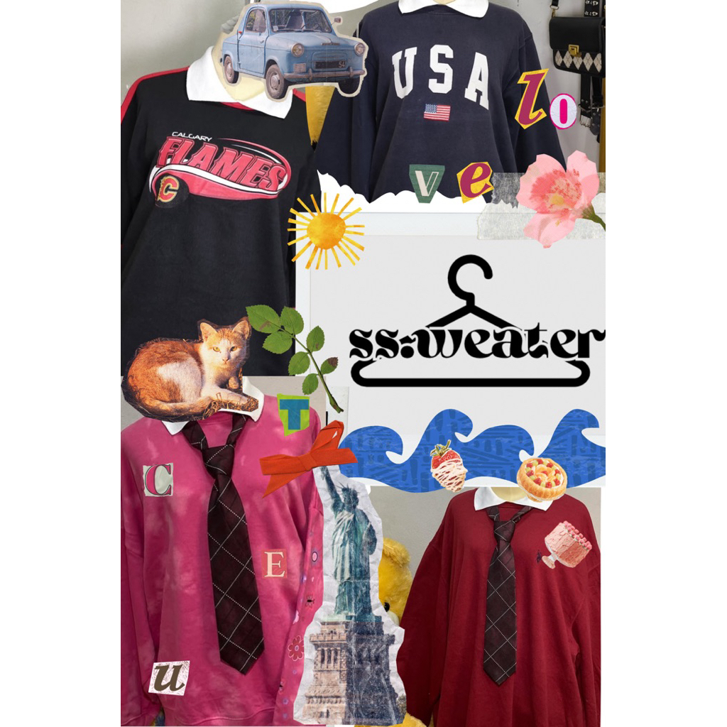 เสื้อ Sweater มีคอปก โทนสีแดงชมพู🩷❤️