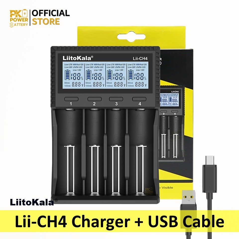 LiitoKala Lii-CH4 เครื่องชาร์จอัจฉริยะ LCD Display | ชาร์จได้ทั้ง 1.5V/3.7V/3.2V/1.2V