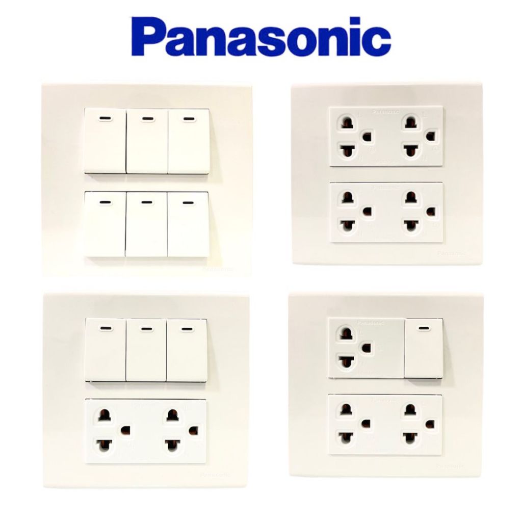 PANASONIC ชุดสวิตซ์และชุดปลั๊กไฟฟ้าขนาด 6 ช่อง(ส่งแยกชิ้น ไม่ได้ประกอบ)
