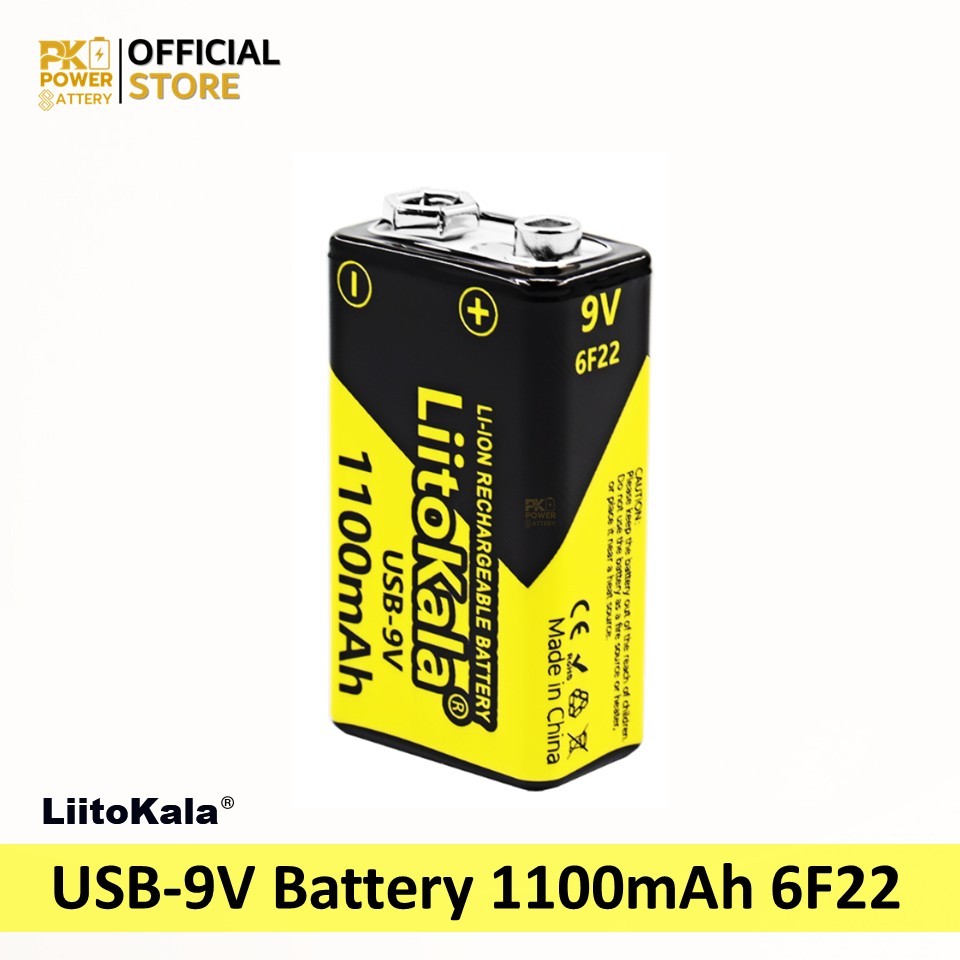 Liitokala แบตเตอรี่ 9V Li-ion Type-C 1100mAh (ชาร์จตรง)