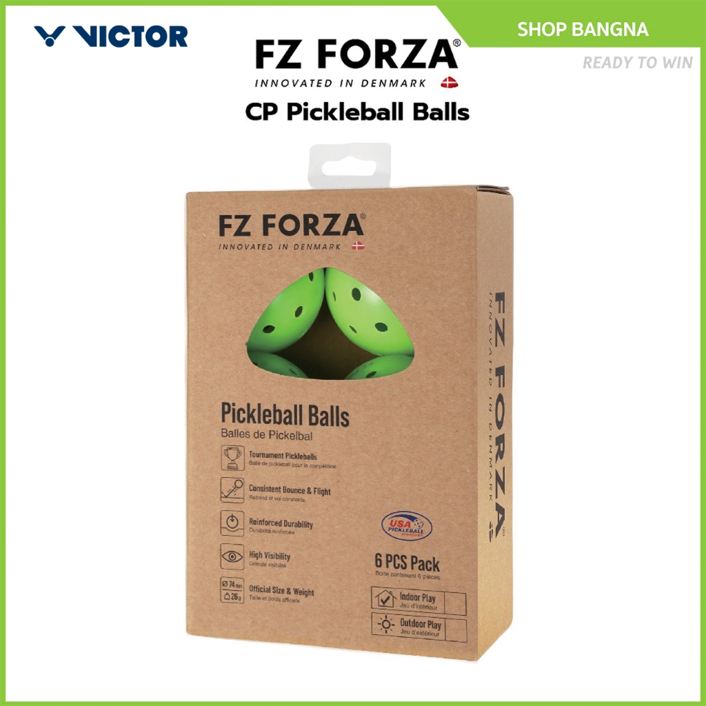 ลูก Pickleball (ผ่านการรับรองจาก USAPA) แบรนด์ FZ FORZA ระดับทัวร์นาเมนต์ 6 ลูก สีเขียว
