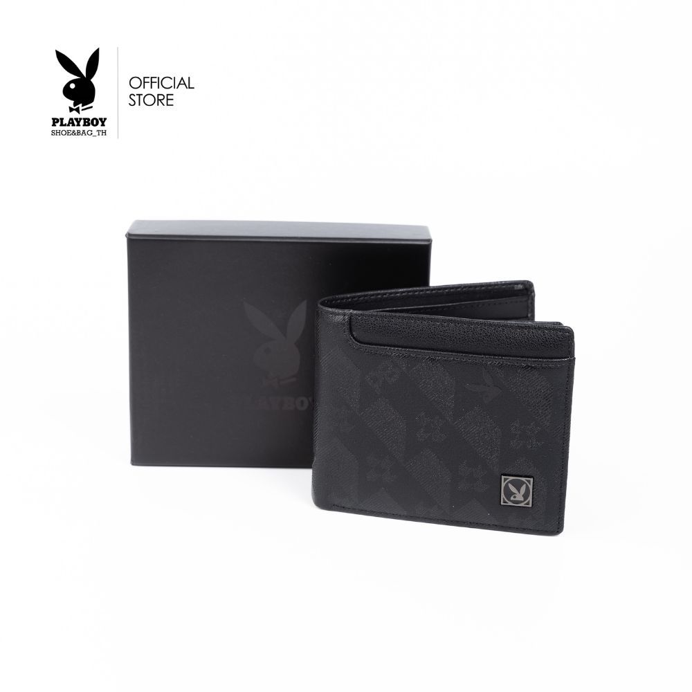 Playboy Faris Men’s Wallet Bag กระเป๋าสตางค์ผู้ชาย รุ่น ST-WA252PBM079-BK ดีไซน์ลายโลโก้-สีClassic Black