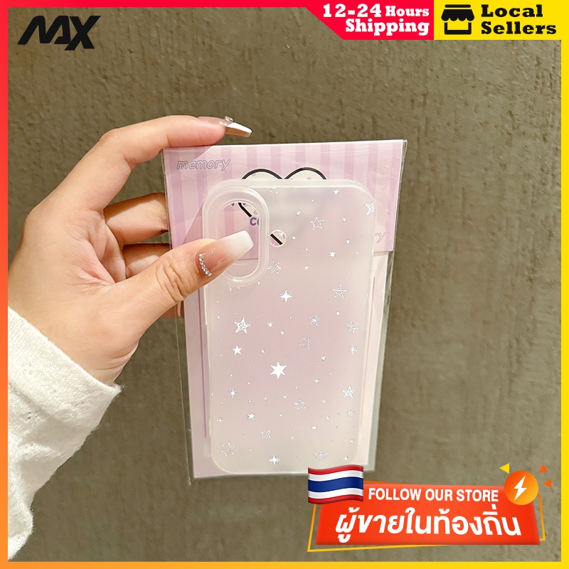 ฝาครอบโทรศัพท์นุ่ม กันกระแทก For iPhone11 13 15 12 14 16ProMax 7 8Plus X XR  XS Max ดาวห้าแฉกและหิมะ