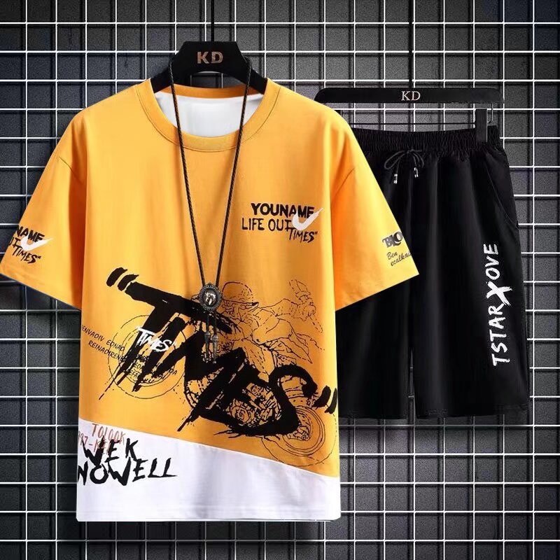 เสื้อชุดผู้ชาย เสื้อผู้ชาย กางเกงขาสั้นผู้ชาย (เสื้อ+กางเกงขาสั้น) ดีไซน์เก๋ ขนาดมาตรฐาน