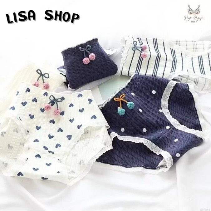 มาใหม่ กางเกงใน สไตล์เกาหลี เอวกลาง แฟชั่นน่ารัก โทนขาวน้ำเงิน ผ้านิ่ม พร้อมส่ง CS047