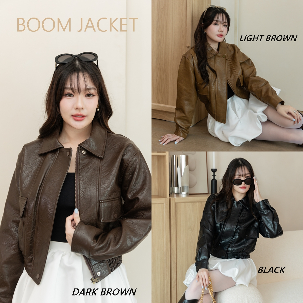 Boom leather jacket แจกเกตหนังคุณภาพดีมาก ทรงสั้น ผ้าดี แพทเทินสวย