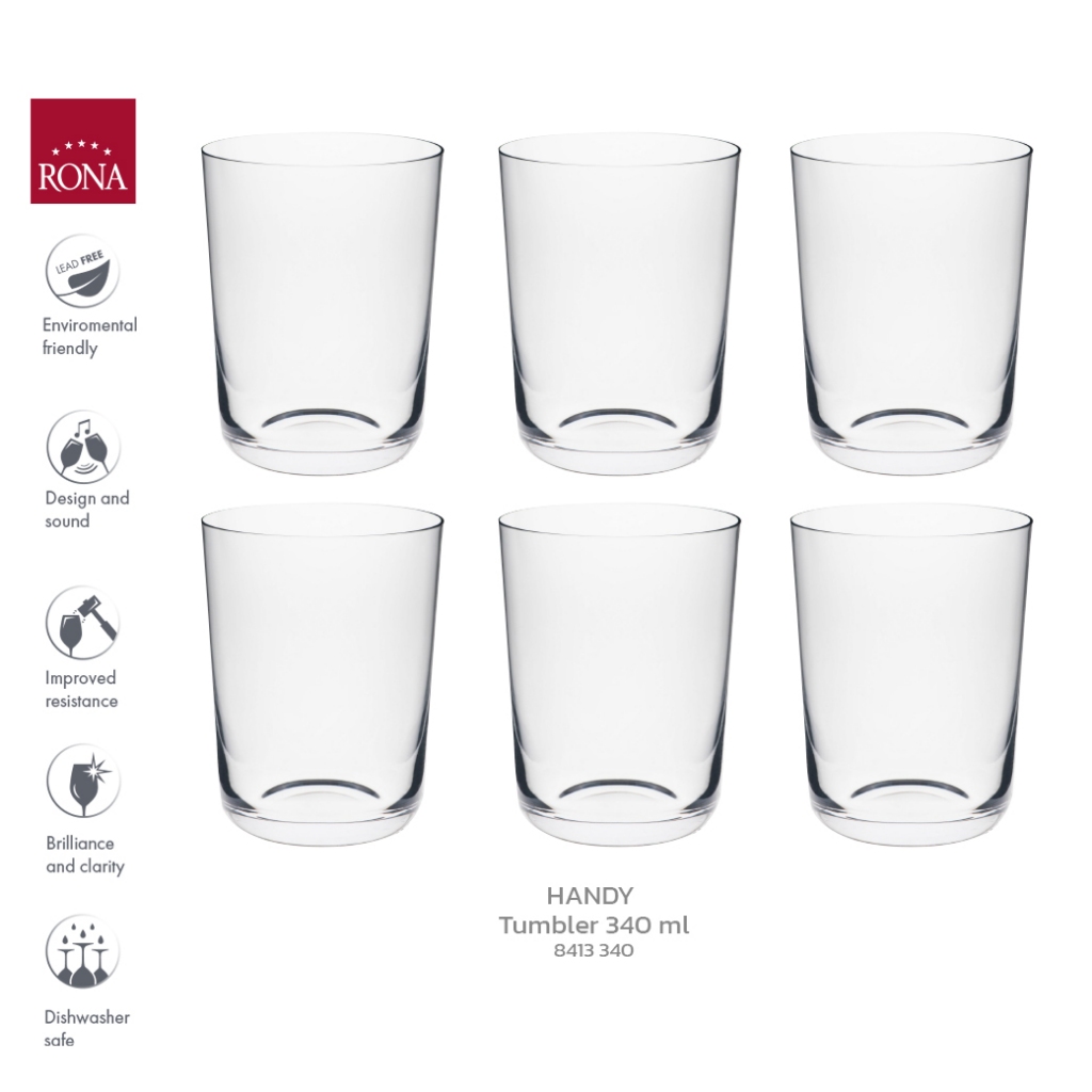 แก้วน้ำ Rona Handy tumbler 340 ml เซตกล่อง 6 ใบ