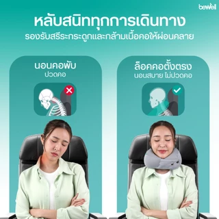 Bewell หมอนรองคอเมมโมรี่โฟม แนบพอดีสรีระคอ ขนาดกะทัดรัด พกพาสะดวก
