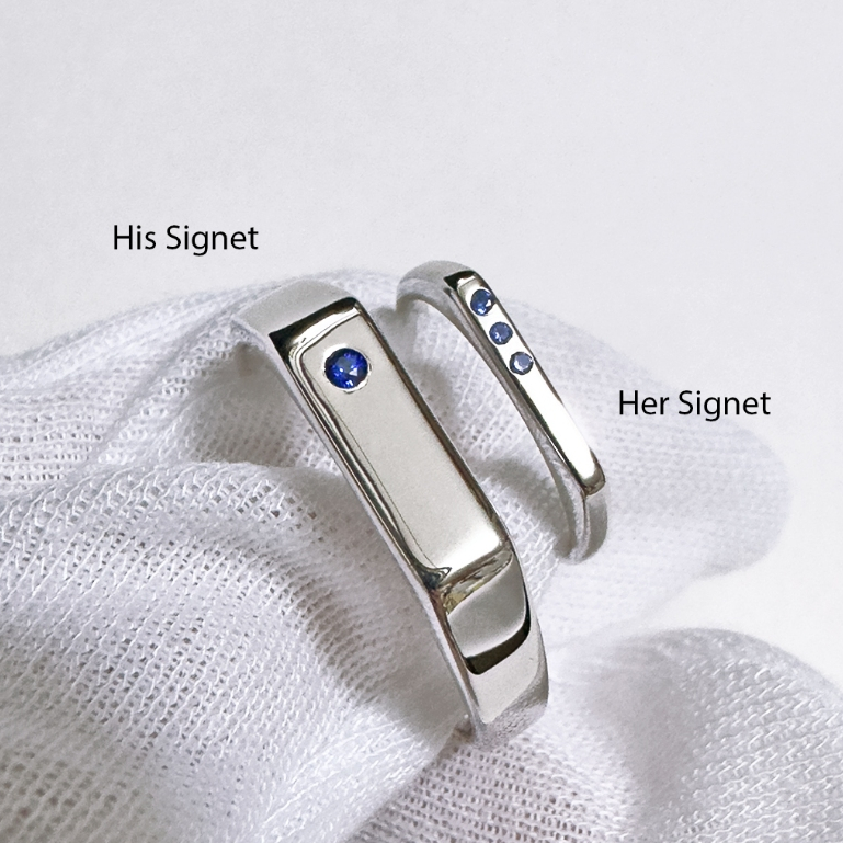 [Open on Museum] 🔴Pre-order สั่งเปลี่ยนพลอย🔴 แหวนคู่สลักตัวอักษรได้ Her Signet and His Signet Ring