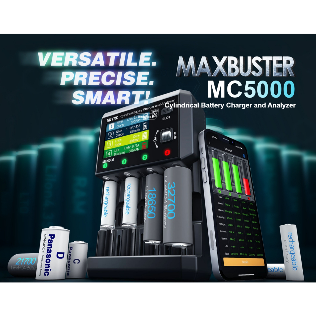🔥SKYRC MC5000 ตัวท็อป🔥 เครื่องชาร์จถ่านอัจฉริยะ รองรับแบตเตอรี่หลายชนิด ทั้ง Li-ion NiMH NiCd LiFe LiHV Eneloop และอื่นๆ