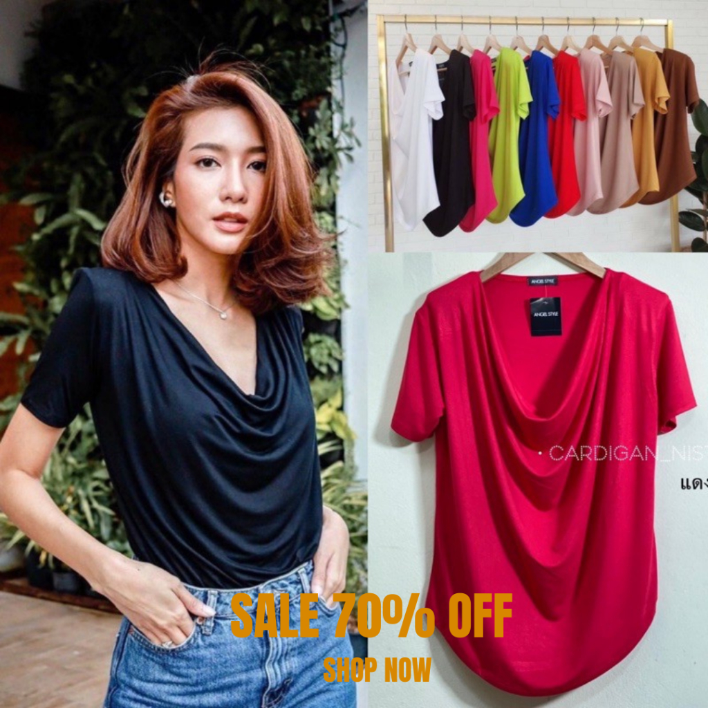 TOPSHOP เสื้อยืดผู้หญิง เสริมไหล่คอถ่วง CARDIGAN_NISTA (TOP2A)(TOP3A)