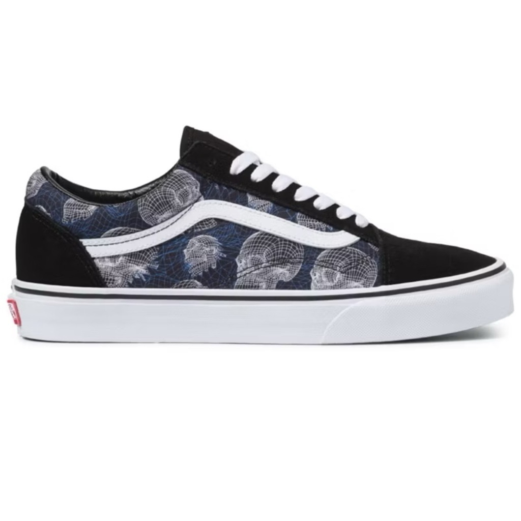 VANS OLD SKOOL WIREFRAME SKULLS BLACK TRUE WHITE SNEAKERS สินค้ามีประกันแท้