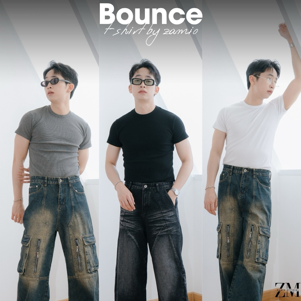 ZAMIO BOUNCE T-shirt เสื้อยืดทรงรัดรูปผ้ายืดใส่สบายตัวสั้น เสื้อไม่ยาวนะครับ