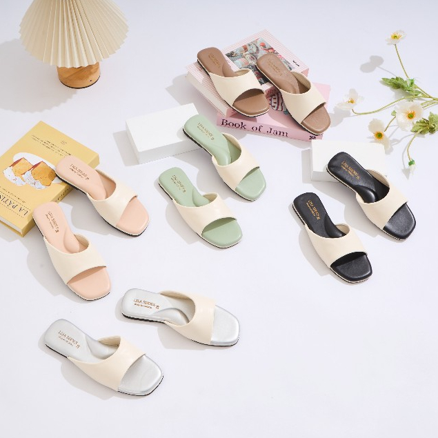 รองเท้าแตะมินิมอลทูโทน ไซส์ใหญ่ 36-45 พื้นนุ่มฟองน้ำ ใส่สบาย (Lisa Shoes L01)