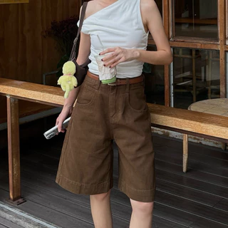 Mocha Shorts l กางเกงขาสั้นยีนส์สีน้ำตาลเข้ม