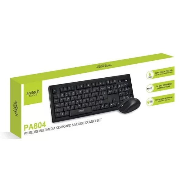 Keybord+Mouse Wireless [Anitech] PA804 สีดำ