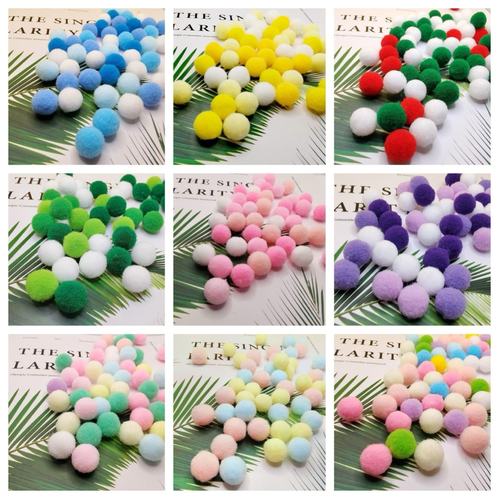 ปอมปอม20mmคละสี เนื้อกำมะหยี่ 100 ชิ้น/50ชิ้น/20ชิ้น